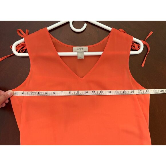 Ann Taylor LOFT Sleeveless V-Neck Tie Shoulder Top in Coral/Orange Size XS - Picture 10 of 11
